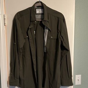 Poncho Olive Green Men's Casual Button Down Shirt